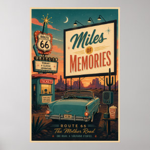 route 66 Drive In Memories Centennial Art Poster