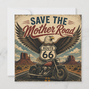 Route 66 Eagle Rider Save Mother Road Stationery Card