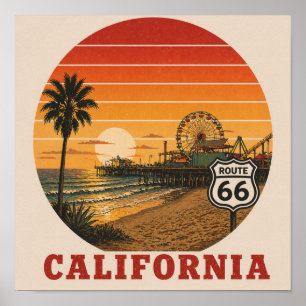 Route 66 End of Trail Santa Monica Poster