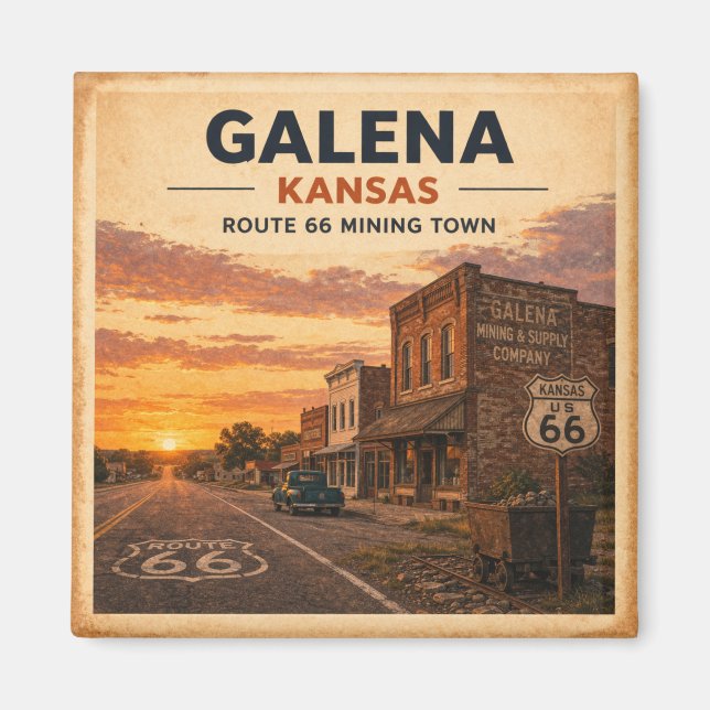 Route 66 Galena Kansas Heritage Classic Sunset Magnet (Front)