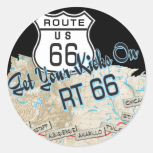 route 66 gifts classic round sticker