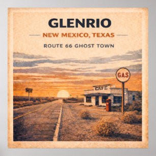 Route 66 Glenrio Ghost Town Heritage Poster
