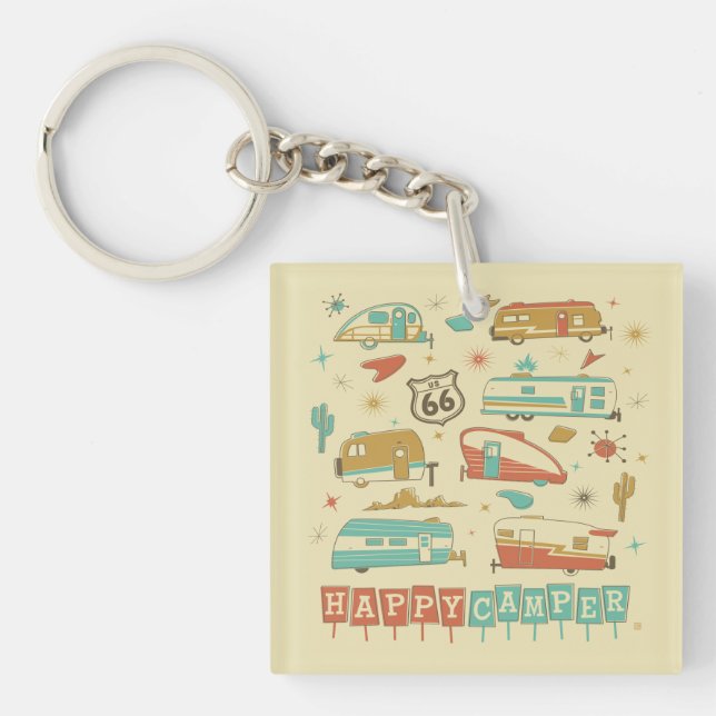 Route 66 Happy Camper Key Ring (Front)