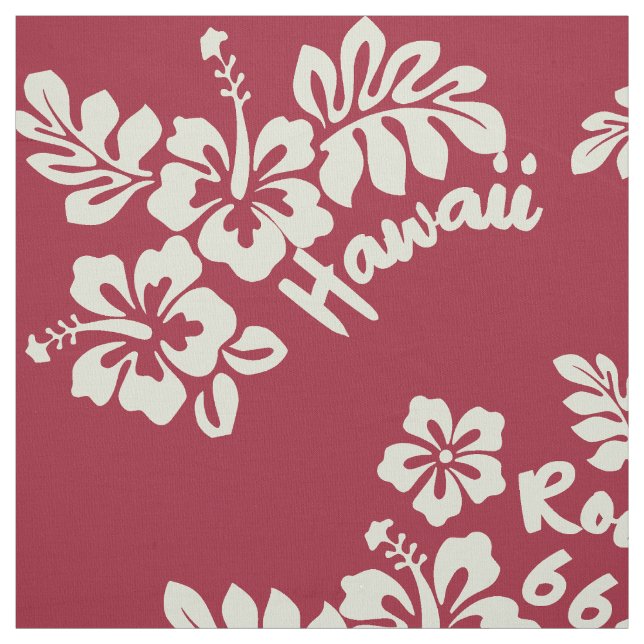Route 66 Hawaiian Dream Vintage Red Fabric (Swatch)