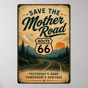 Route 66 Heritage Roadside Preservation Art Poster