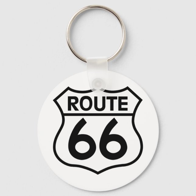 Route 66 Highway Sign Apparel & Gifts Key Ring (Front)