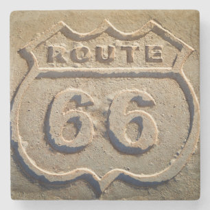 Route 66 historic sign, Arizona Stone Coaster
