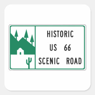 Route 66 - Historic US 66 Scenic Road Square Sticker