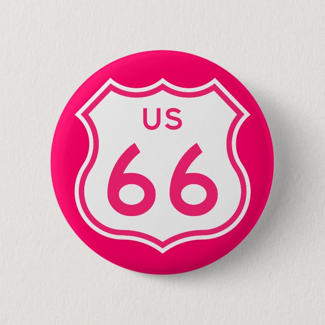 Route 66 Hot Pink Button (Front)