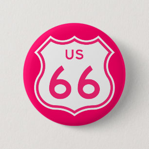 Route 66 Hot Pink Button