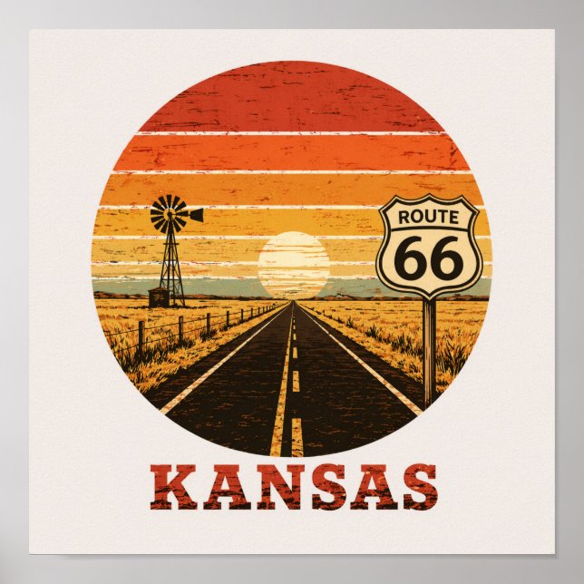 Route 66 Kansas Sunflower State Highway Poster (Front)