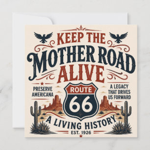 Route 66 Keep Mother Road Alive Stationery Art Card
