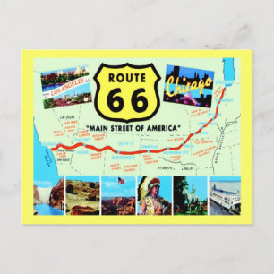 Route 66 Main Street of America Vintage Postcard