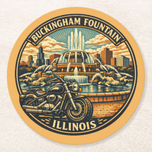 Route 66 Mother Road Chicago Barware Round Paper Coaster