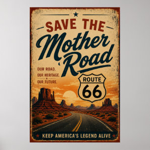 route 66 Mother Road Desert Americana Legacy Art Poster