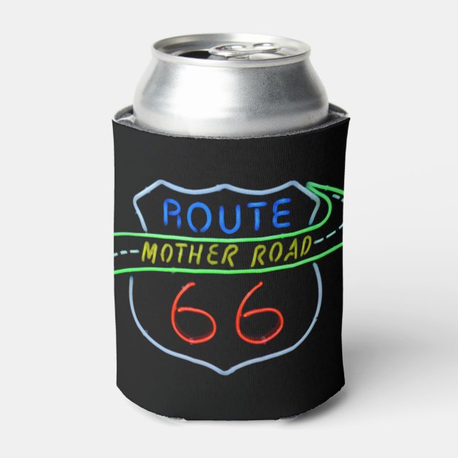 Route 66 Mother Road Neon Sign Can Cooler (Can Front)