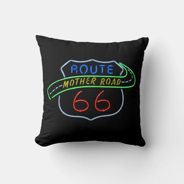 Route 66 "Mother Road" Neon Sign Cushion (Front)