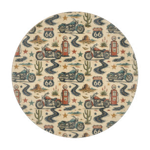Route 66 Motorcycle Americana Kitchen Decor Cutting Board