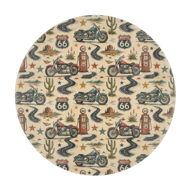 Route 66 Motorcycle Americana Kitchen Decor Cutting Board (Front)