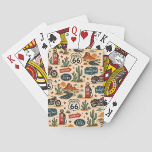 Route 66 Motorcycle Game Night Americana Playing Cards
