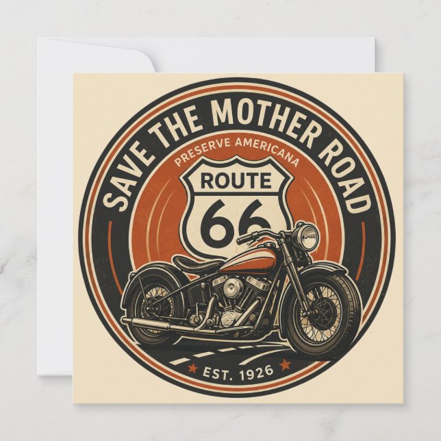 Route 66 Motorcycle Mother Road Card (Front)