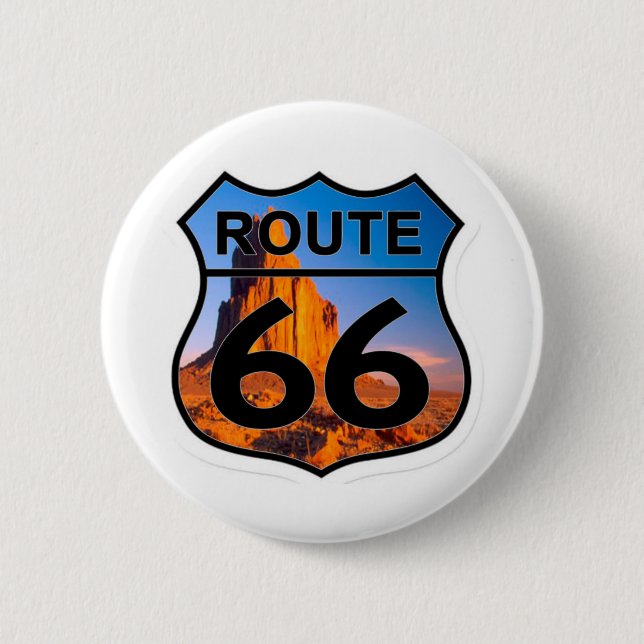 route 66 mountain 6 cm round badge (Front)