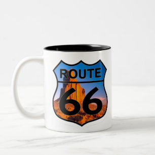 route 66 mountain Two-Tone coffee mug