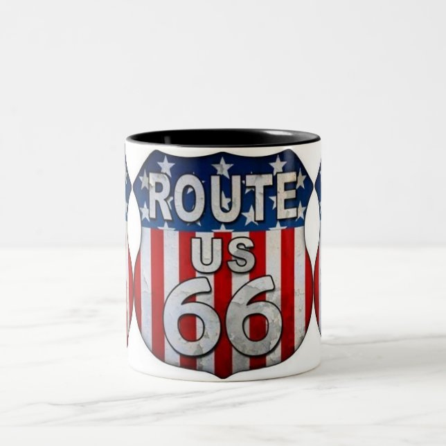***ROUTE 66 MUG*** LEGENDARY HIGHWAY Two-Tone COFFEE MUG (Center)