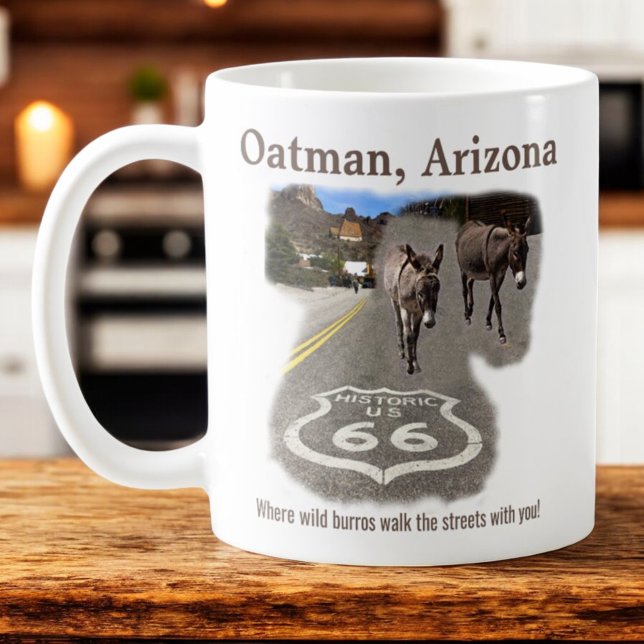 Route 66 Oatman Arizona Burros On The Street Coffee Mug (Matching sides mug)