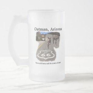 Route 66 Oatman Arizona Burros On The Street Frosted Glass Beer Mug