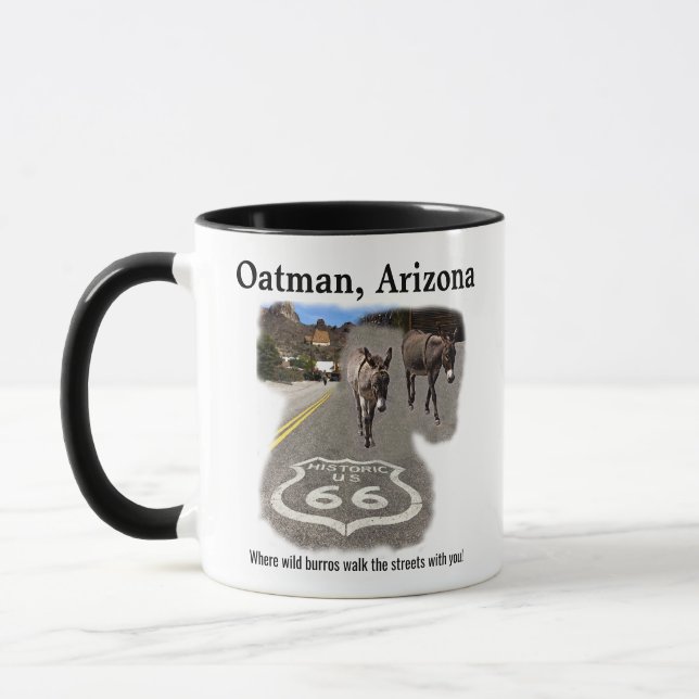 Route 66 Oatman Arizona Burros On The Street Mug (Left)