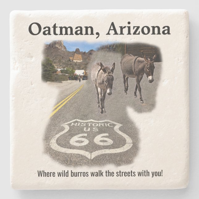 Route 66 Oatman Arizona Burros On The Street Stone Coaster (Front)