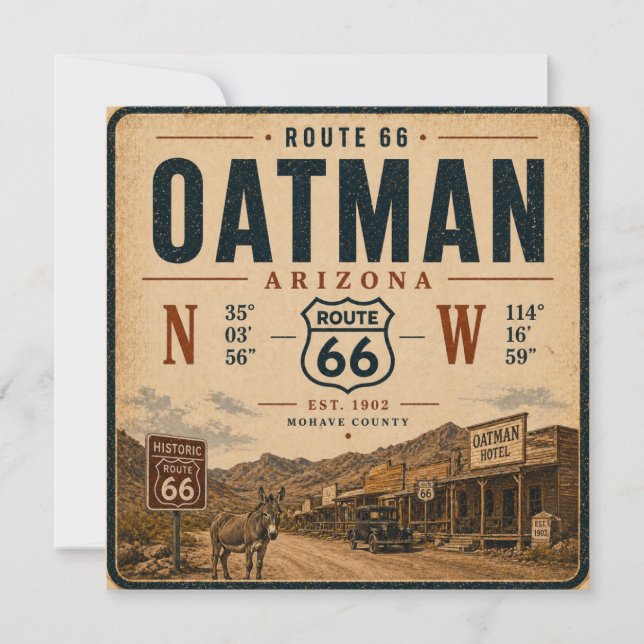 Route 66 Oatman Arizona Elevation Coordinates   (Front)