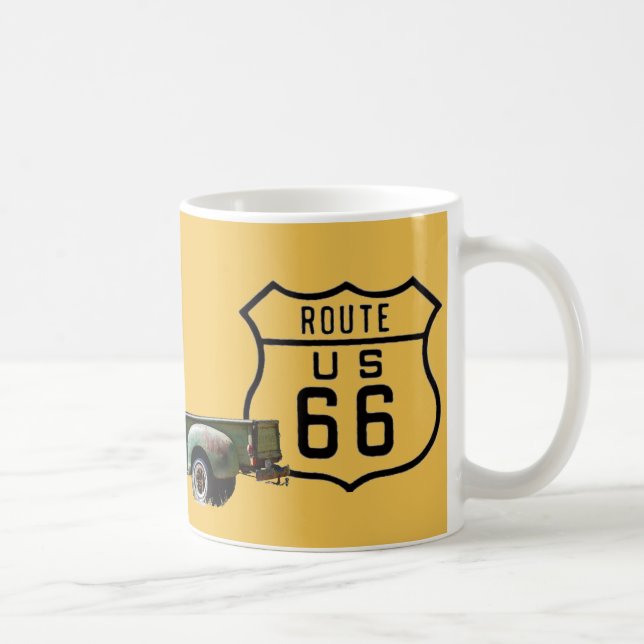 Route 66 Old American Truck gold Coffee Mug (Right)