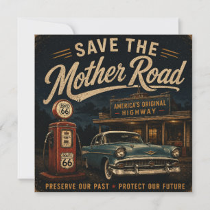 Route 66 Old Filling Station Classic Car Nostalgia Card