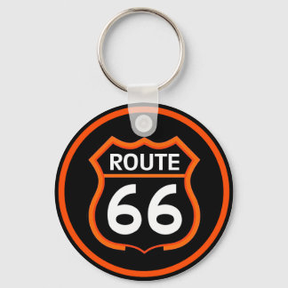 Route 66 Orange and Black Shield Keychain