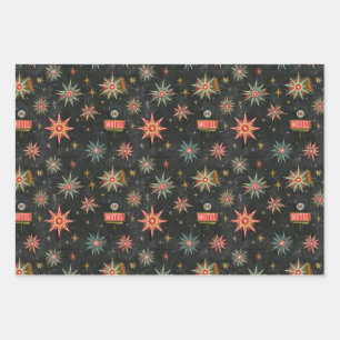 Route 66 Retro Christmas Style Wrapping Paper Sheet
