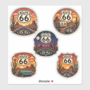 Route 66 Retro Desert Emblem Mother Road
