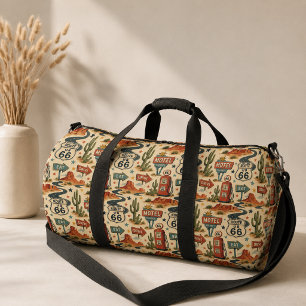 Route 66 Retro Motel Travel Weekender Style Duffle Bag