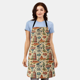 Route 66 Retro Roadside BBQ Travel Style Apron