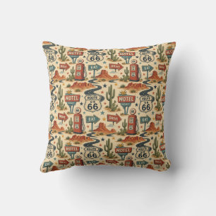 Route 66 Retro Roadside Cosy Travel Decor Cushion
