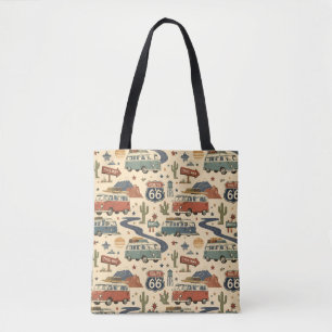 Route 66 Retro Roadside Market Travel Style Tote Bag