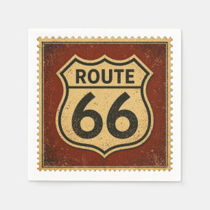 route 66 Retro Shield Diner Party Table Style Napkin