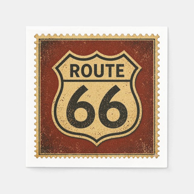 route 66 Retro Shield Diner Party Table Style Napkin (Front)