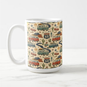 Route 66 Retro Travel Van Road Trip Americana Coffee Mug