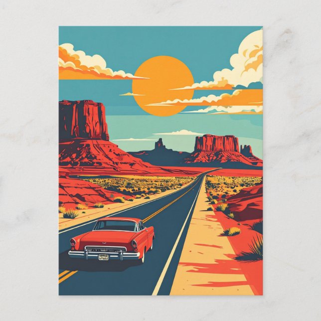 Route 66 Retro USA Vintage Americana Travel Postcard (Front)