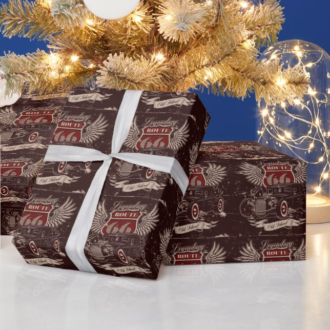 Route 66 Retro Wrapping Paper (Holidays)
