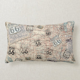 Route 66 Road Map Pillow