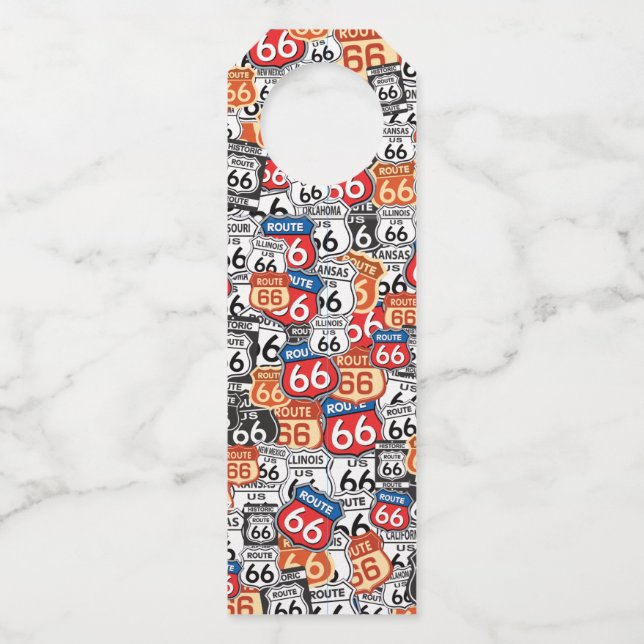 Route 66 Road Sign Bottle Tag (Front)