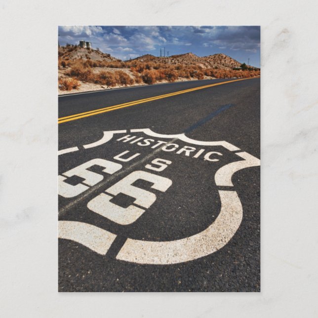 route 66 road sign USA travel hot rod Postcard (Front)